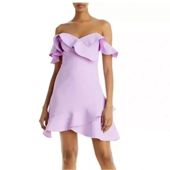 BCBGMaxAzria | Dresses | Bcbgmaxazria Malik Asymmetric Ruffle  Offtheshoulder Dress Violet Size 4